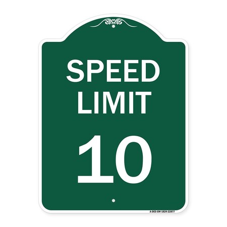 Signmission Speed Reduction Sign Speed Limit 10 Mph, Green & White Aluminum Sign, 18" x 24", GW-1824-22877 A-DES-GW-1824-22877